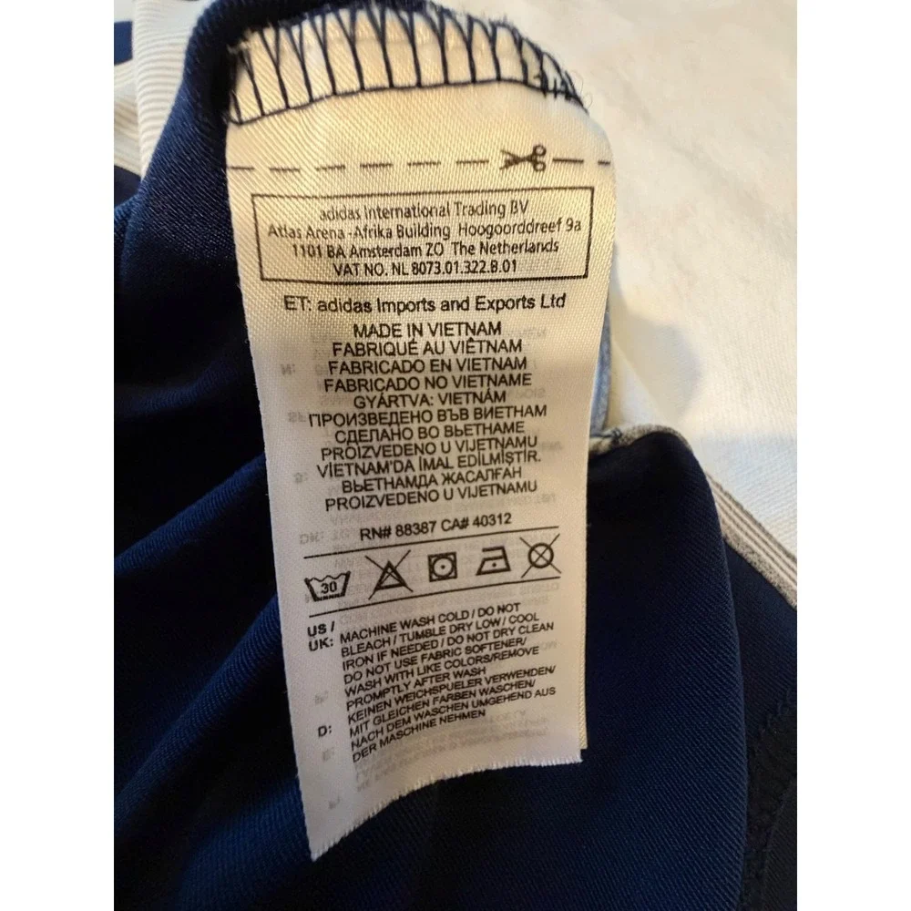 Adidas Golf Polo Shirt Mens XL Navy Blue White Striped Performance Short Sleeve